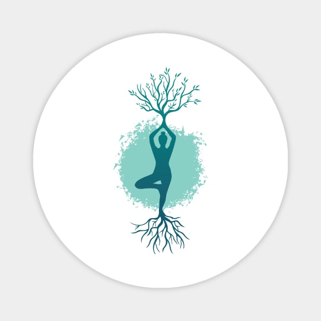 Yoga Woman Tree Tshirt Magnet by Göbelek